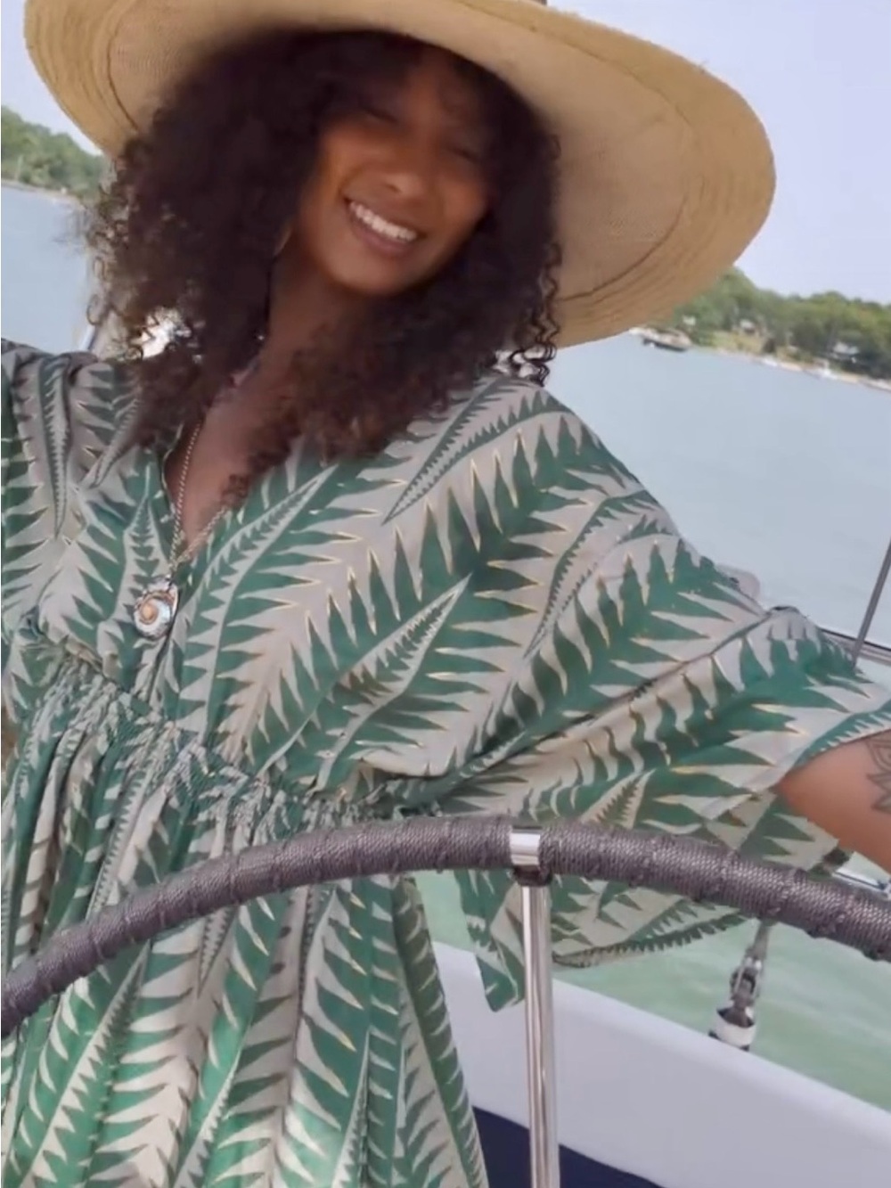 Navy & Gold Amalfi Kaftan Maxi Dress by Paani Luv